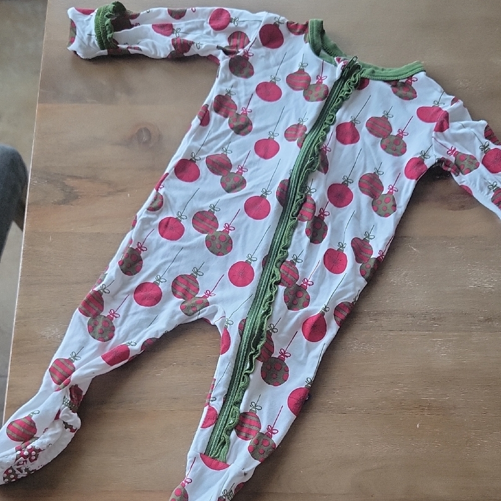 Kickee Pants Festive Red and Green Footie